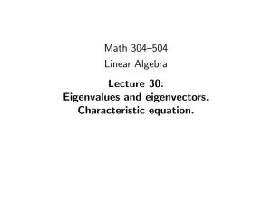 Math 304–504 Linear Algebra Lecture 30: Eigenvalues and eigenvectors.