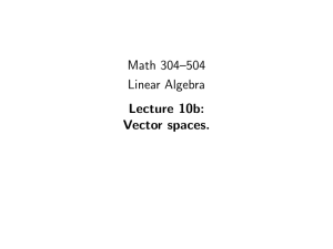 Math 304–504 Linear Algebra Lecture 10b: Vector spaces.