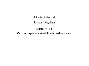 Math 304–504 Linear Algebra Lecture 11: Vector spaces and their subspaces.