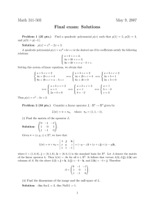 Math 311-503 May 9, 2007 Final exam: Solutions