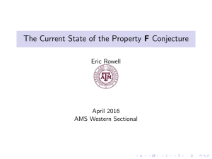 The Current State of the Property F Conjecture Eric Rowell April 2016
