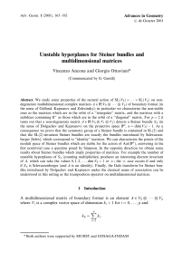 Unstable hyperplanes for Steiner bundles and multidimensional matrices Advances in Geometry