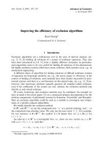 Improving the e½ciency of exclusion algorithms Kurt Georg* Advances in Geometry 1 Introduction