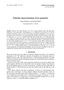 Point-line characterizations of Lie geometries Anna Kasikova and Ernest Shult