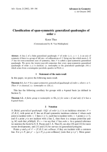 Classiﬁcation of span-symmetric generalized quadrangles of order s Koen Thas Advances in Geometry