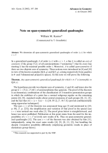 Note on span-symmetric generalized quadrangles William M. Kantor* Advances in Geometry
