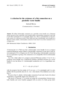 A criterion for the existence of a ﬂat connection on... parabolic vector bundle Indranil Biswas Advances in Geometry