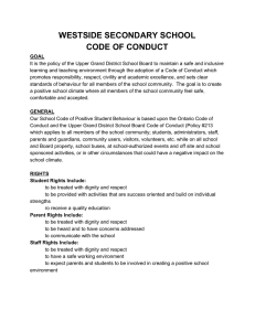 WESTSIDE SECONDARY SCHOOL  CODE OF CONDUCT 