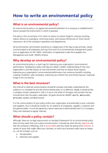 How to write an environmental policy What is an environmental policy?