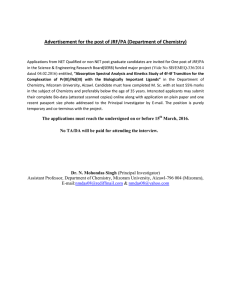 Advertisement for the post of JRF/PA (Department of Chemistry)