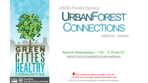 Second Wednesdays 1:00 – 2:15 pm ET | www.fs.fed.us/research/urban-webinars