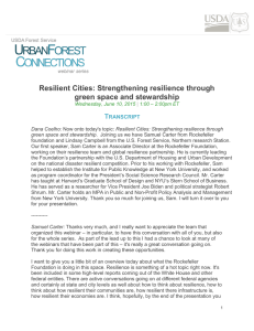 Resilient Cities: Strengthening resilience through green space and stewardship T