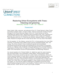 Restoring Urban Ecosystems with Trees: Cleaning and greening T