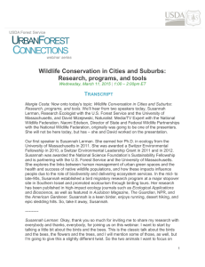 Wildlife Conservation in Cities and Suburbs: Research, programs, and tools T