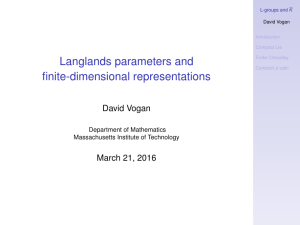Langlands parameters and finite-dimensional representations David Vogan March 21, 2016