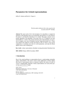 Parameters for twisted representations