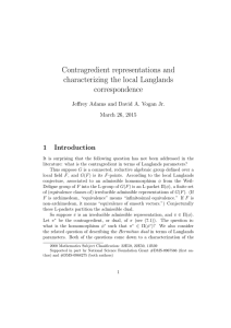 Contragredient representations and characterizing the local Langlands correspondence 1