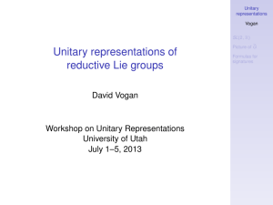 Unitary representations of reductive Lie groups David Vogan Workshop on Unitary Representations