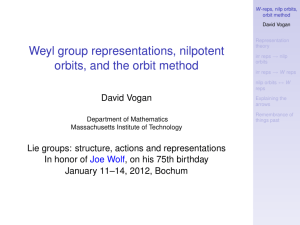 Weyl group representations, nilpotent orbits, and the orbit method David Vogan