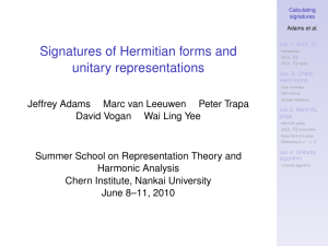Signatures of Hermitian forms and unitary representations Jeffrey Adams Marc van Leeuwen