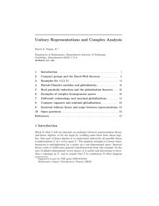 Unitary Representations and Complex Analysis David A. Vogan, Jr