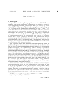 00 0000 0000 THE LOCAL LANGLANDS CONJECTURE David A. Vogan, Jr. 1. Introduction.