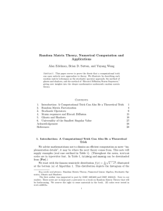 Random Matrix Theory, Numerical Computation and Applications