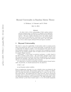 Beyond Universality in Random Matrix Theory ech´ e