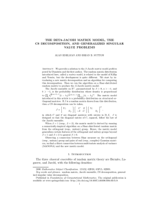 THE BETA-JACOBI MATRIX MODEL, THE CS DECOMPOSITION, AND GENERALIZED SINGULAR VALUE PROBLEMS