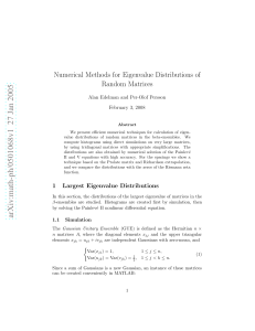 Numerical Methods for Eigenvalue Distributions of Random Matrices February 3, 2008