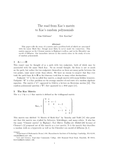The road from Kac's matrix to Kac's random polynomials Alan Edelman Eric Kostlan
