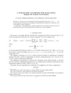 A LINEAR-TIME ALGORITHM FOR EVALUATING SERIES OF SCHUR FUNCTIONS