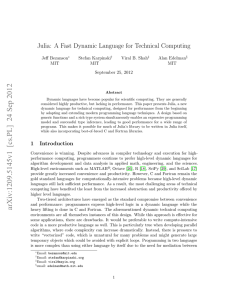 Julia: A Fast Dynamic Language for Technical Computing Jeff Bezanson Stefan Karpinski