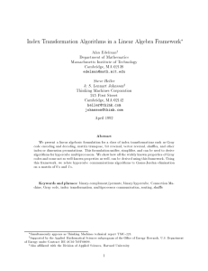 Index Transformation Algorithms in a Linear Algebra Framework