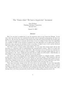 The “Guess what? We have a hypercube” document Alan Edelman Internal Note