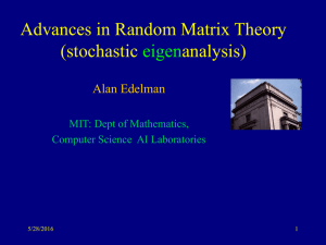 Advances in Random Matrix Theory (stochastic analysis) eigen