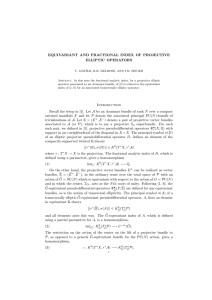 EQUIVARIANT AND FRACTIONAL INDEX OF PROJECTIVE ELLIPTIC OPERATORS