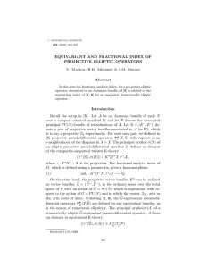 EQUIVARIANT AND FRACTIONAL INDEX OF PROJECTIVE ELLIPTIC OPERATORS