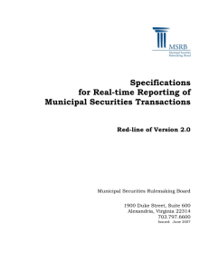 Specifications for Real-time Reporting of Municipal Securities Transactions