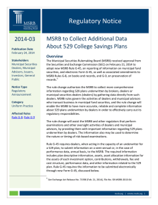 Regulatory Notice MSRB to Collect Additional Data 2014-03 About 529 College Savings Plans