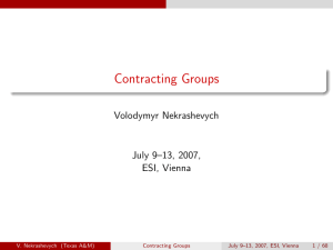 Contracting Groups Volodymyr Nekrashevych July 9–13, 2007, ESI, Vienna