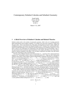 Contemporary Schubert Calculus and Schubert Geometry 1 Frank Sottile