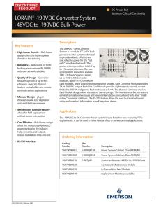 LORAIN -190VDC Converter System -48VDC to -190VDC Bulk Power DISCONTINUED