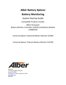 Albér Battery Xplorer Battery Monitoring System Startup Guide