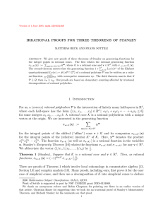 IRRATIONAL PROOFS FOR THREE THEOREMS OF STANLEY