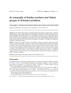 An inequality of Kostka numbers and Galois groups of Schubert problems