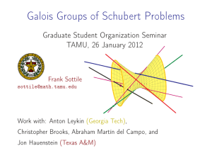 Galois Groups of Schubert Problems Graduate Student Organization Seminar Frank Sottile