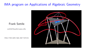 IMA program on Applications of Algebraic Geometry Frank Sottile