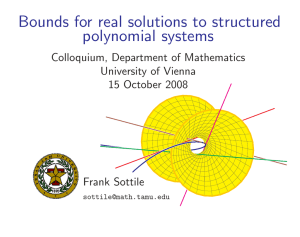 Bounds for real solutions to structured polynomial systems Colloquium, Department of Mathematics