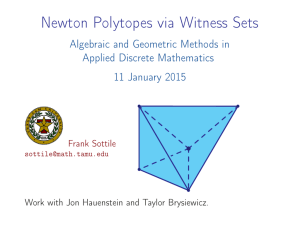 Newton Polytopes via Witness Sets Algebraic and Geometric Methods in